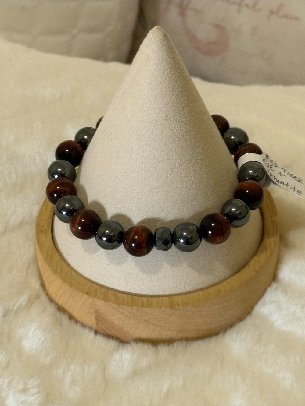 🆕Red Tiger Eye and Hematite 10mm Beaded Stretch Bracelet - Unisex